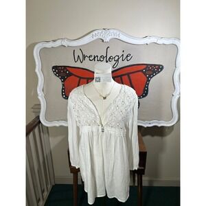 I Love Linen White Linen Crochet Blouse | Boho Peasant Top | Natural Fiber Style
